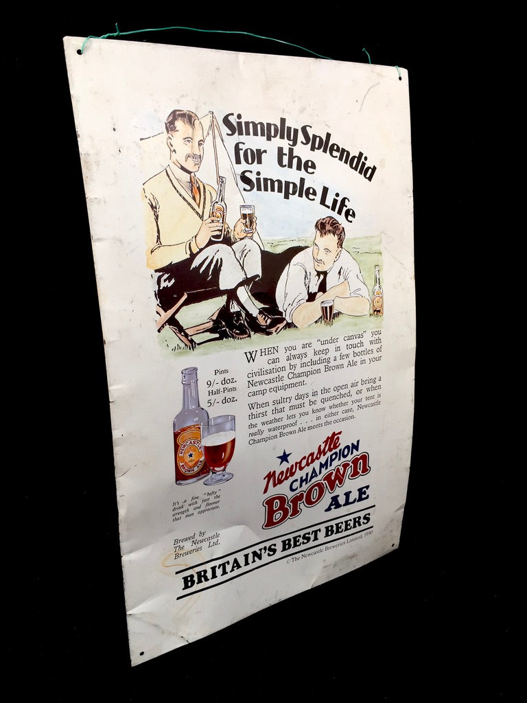 Vintage Advertising Newcastle Champion Brown Ale Simply Splendid Tin Plate Sign