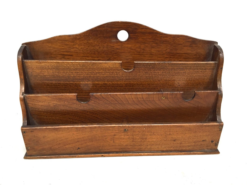 Antique 1930s Wooden Oak Desktop Letter Rack / Stationery / Paper Holder&nbsp;