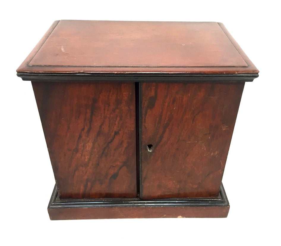 Antique Victorian Wooden Humidor / Small Chest of Drawers Collectors Cabinet Box