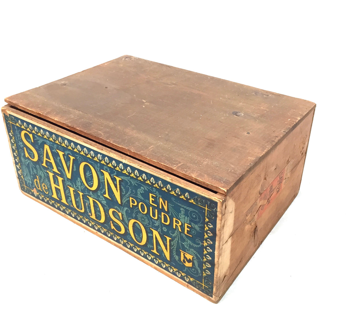 Antique Advertising - Hudson Soap Wooden Pine Shop Counter Display Box Crate