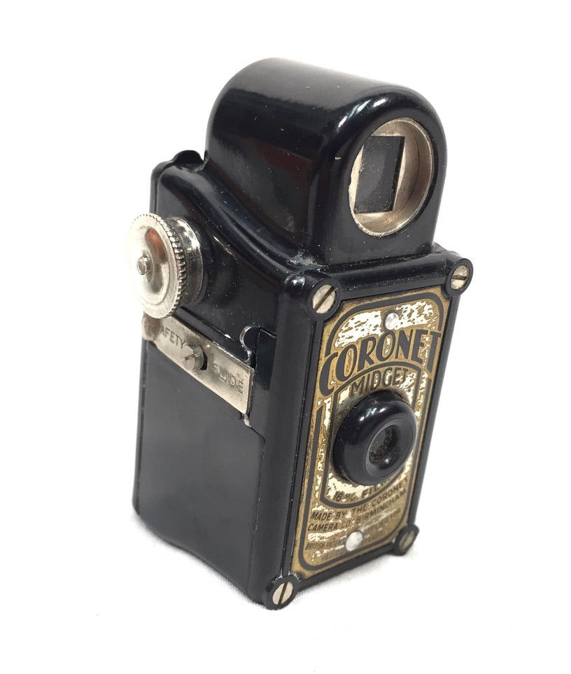 Antique Art Deco Coronet Black Midget Subminiature Camera in Original Box c.1930