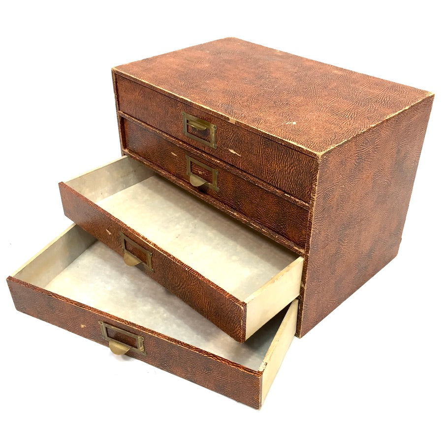 Vintage Tabletop Desk Stationery Paper Filing Cabinet Chest of Drawers Box c1950
