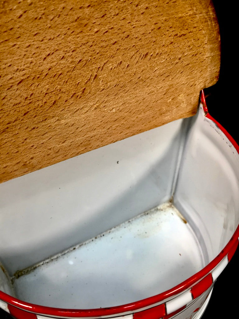 Antique Kitchenalia French Wall Mounted Enamel Red & White Enamel Flour Bin Box