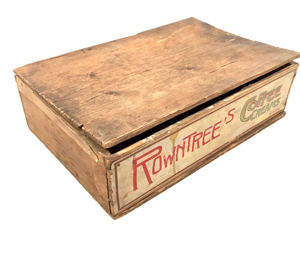Antique Advertising - Rowntree's Coffee Creams Wooden Shop Counter Display Box