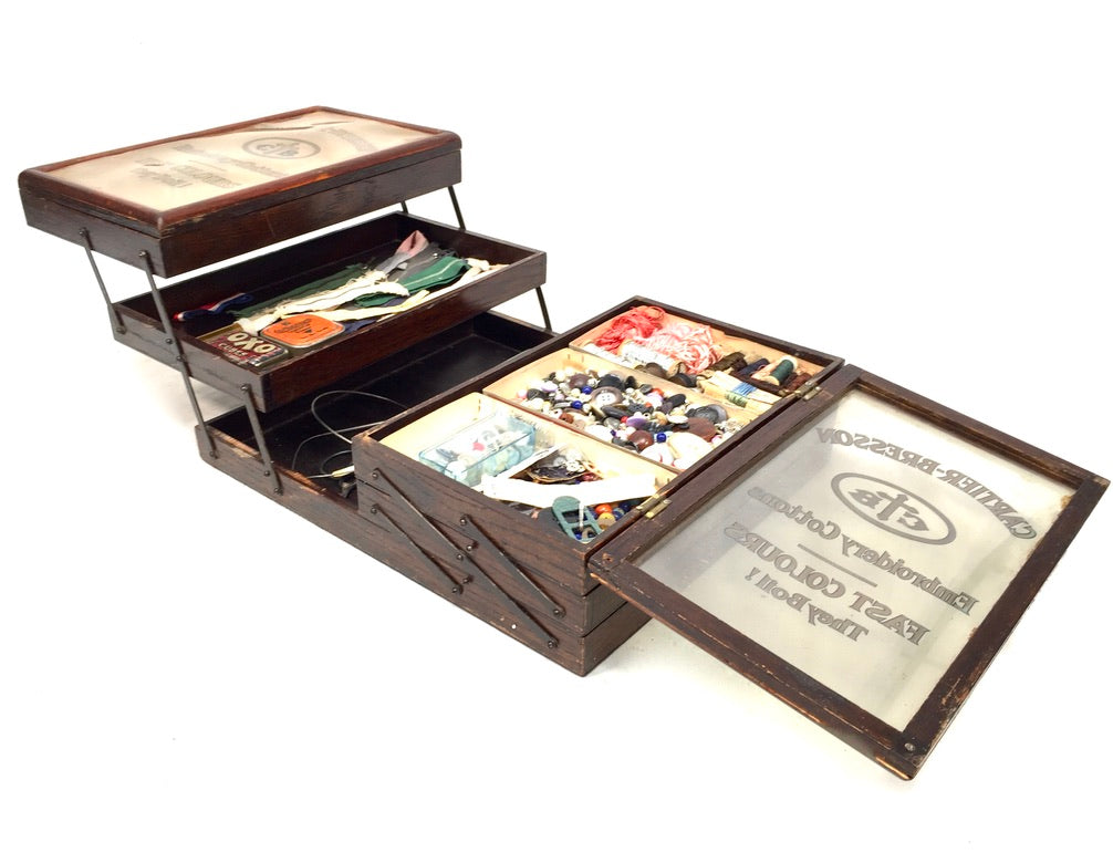 Antique Haberdashery Shop Display Cartier Bresson Cotton Cantilever Sewing Box