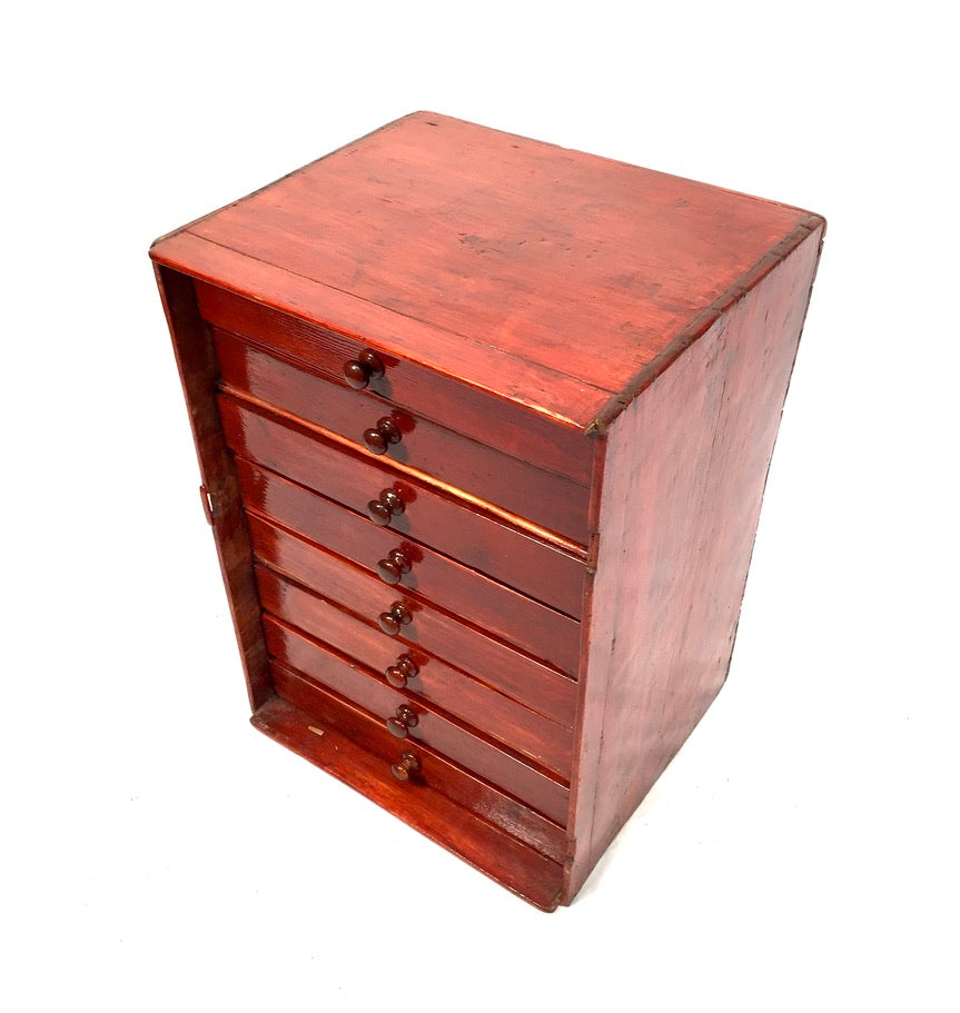 Antique Tabletop Stained Wooden Chest of Specimen Collectors Drawers c.1930