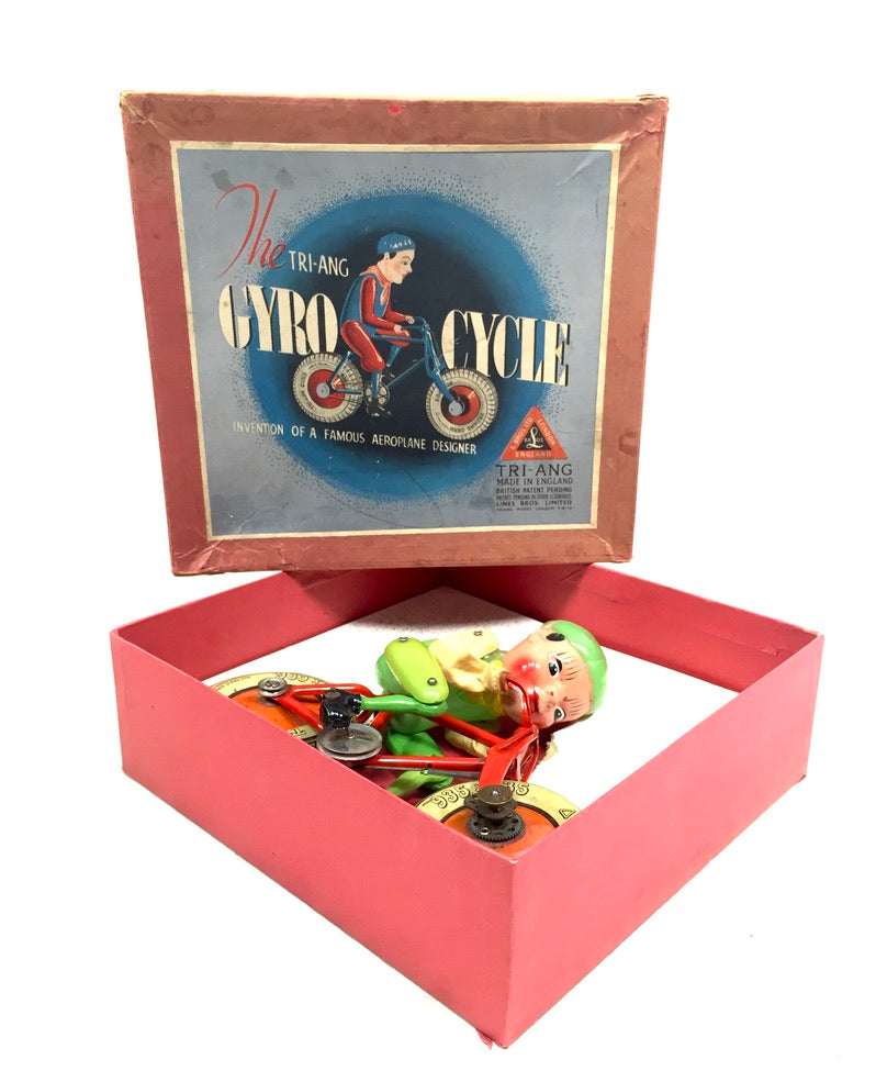 Antique Toys & Games Tri-ang Line Bros Tinplate Gyro Cycle in Original Box c1930