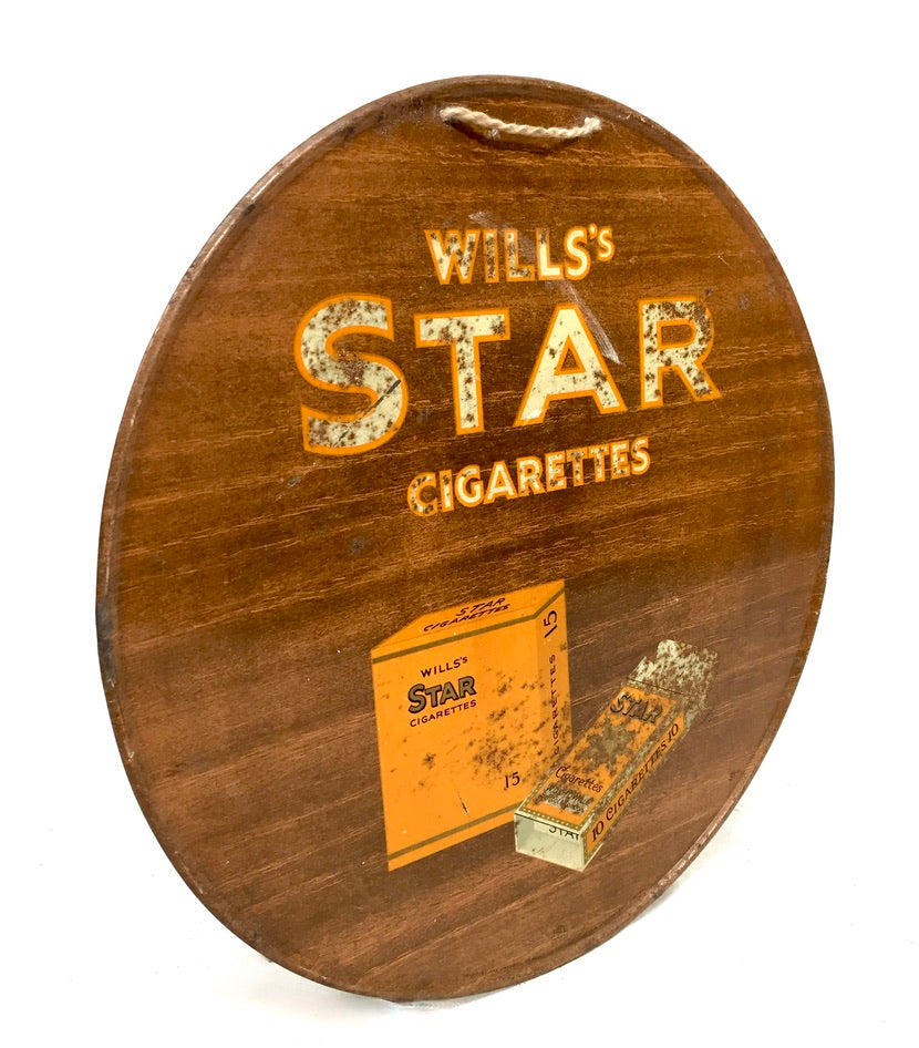 Antique Advertising - Early 20th Century Tin Wall Sign for Wills Star Cigarettes
