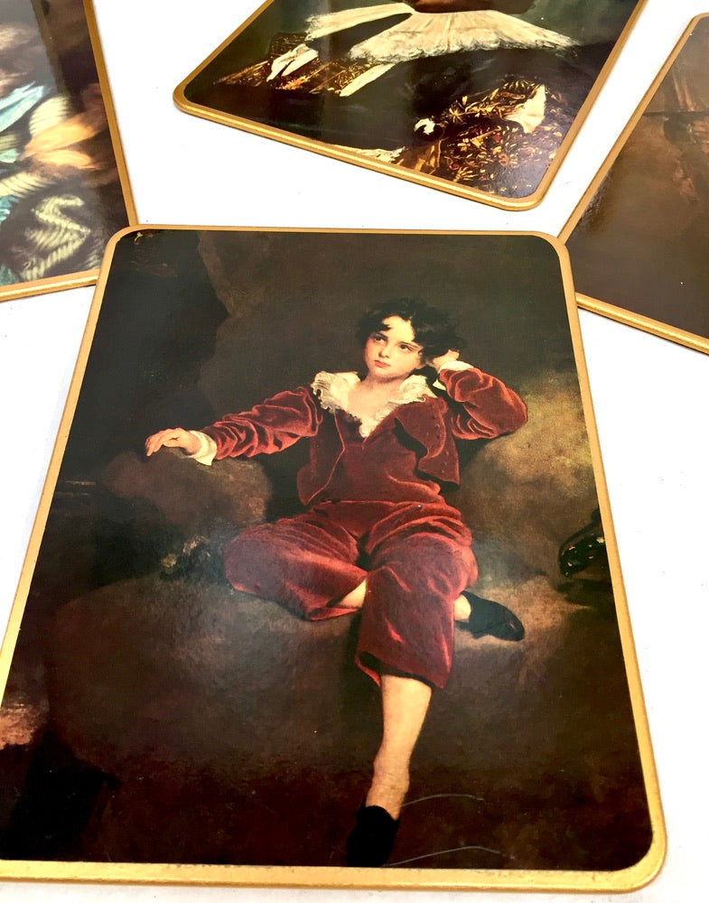 Vintage 1960s Complete Set of Win-El-Ware Table Mats Old Master Paintings In Box