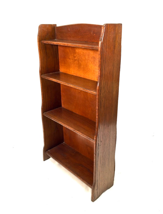 Antique Wooden Oak Bookcase Book Shelf Display Rack Freestanding c.1950 Vintage