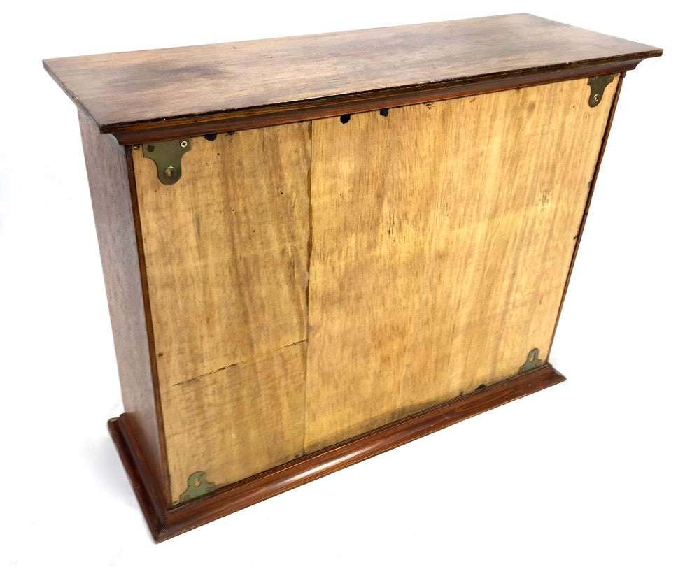 Antique Wooden & Glass Fronted Tabletop Display Cabinet / Storage Box Cupboard
