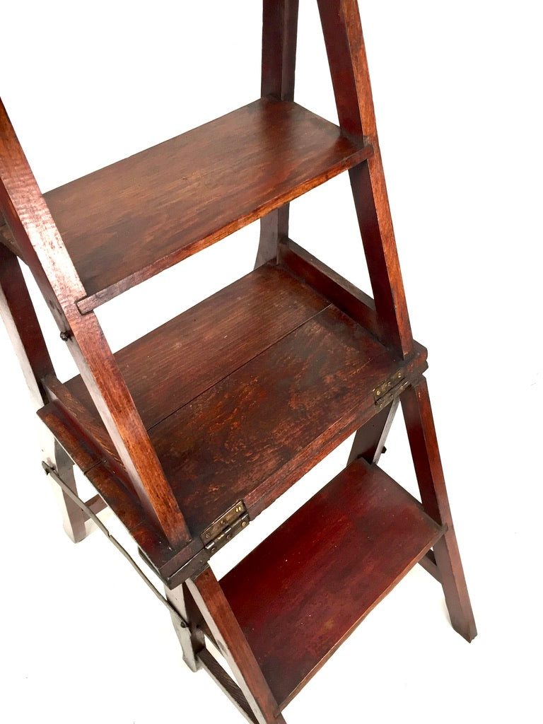 Antique 19th Century Wooden Oak Metamorphic Library Chair / Steps / Victorian