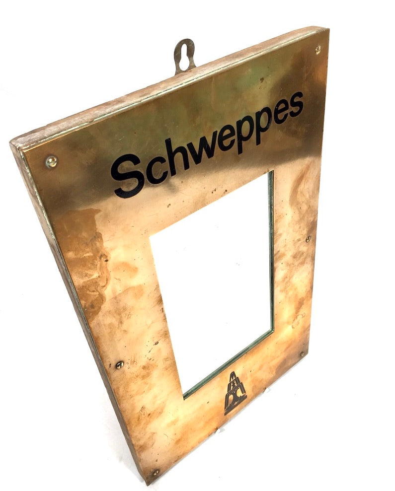 Antique Advertising - Shweppes Wall Hanging Mirror Sign / Pub Menu Board c.1920