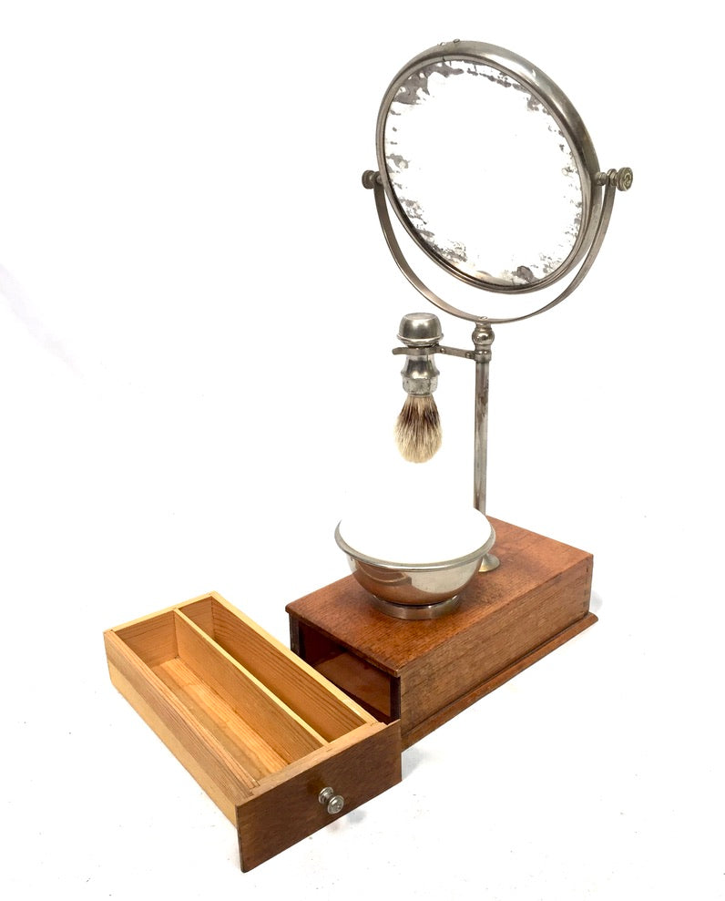 Antique Edwardian Gentleman's Shaving Stand Mirror / Brush &amp; Shaving Bowl c.1910