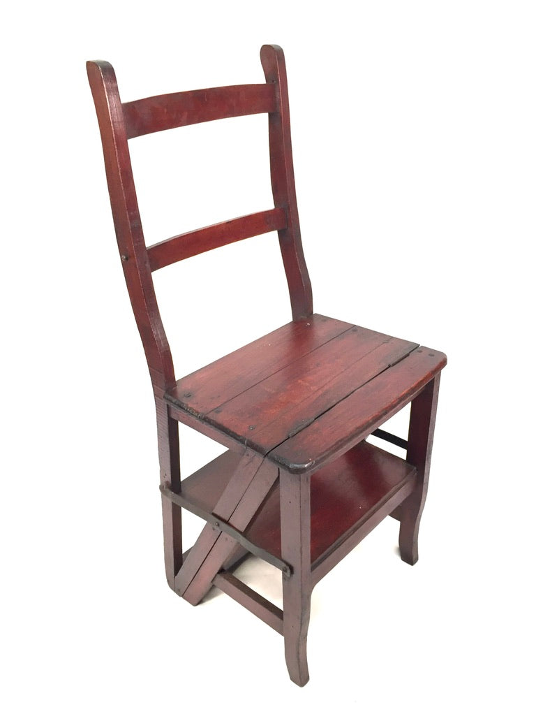 Antique 19th Century Wooden Oak Metamorphic Library Chair / Steps / Victorian