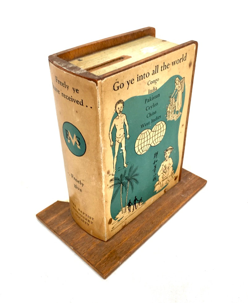 Antique Wooden Missionary Baptist Society Money Collection Box / Offering c.1930