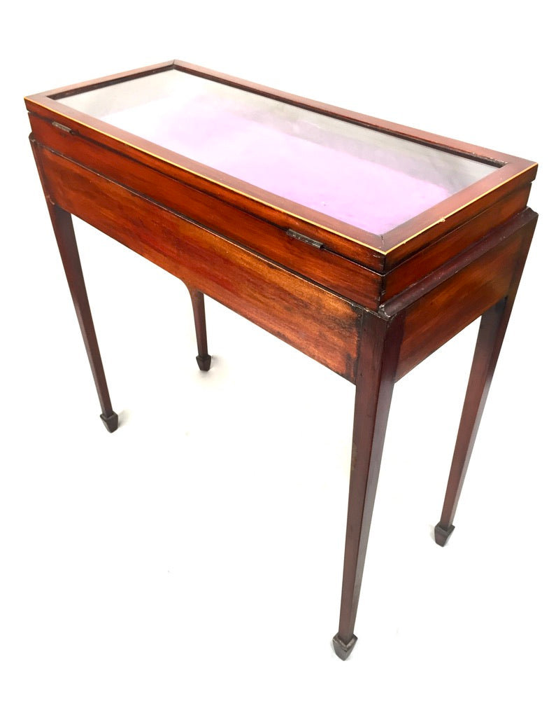 Antique Edwardian Mahogany Wood Bijouterie Display Table & Storage Cabinet c1910