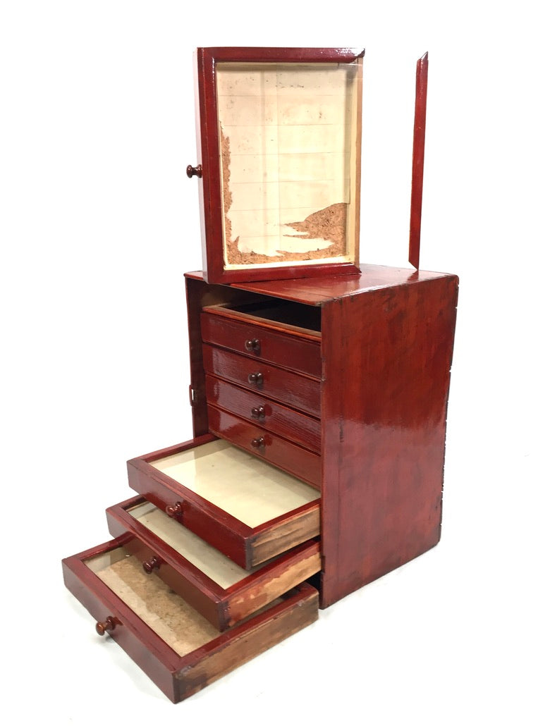 Antique Tabletop Stained Wooden Chest of Specimen Collectors Drawers c.1930