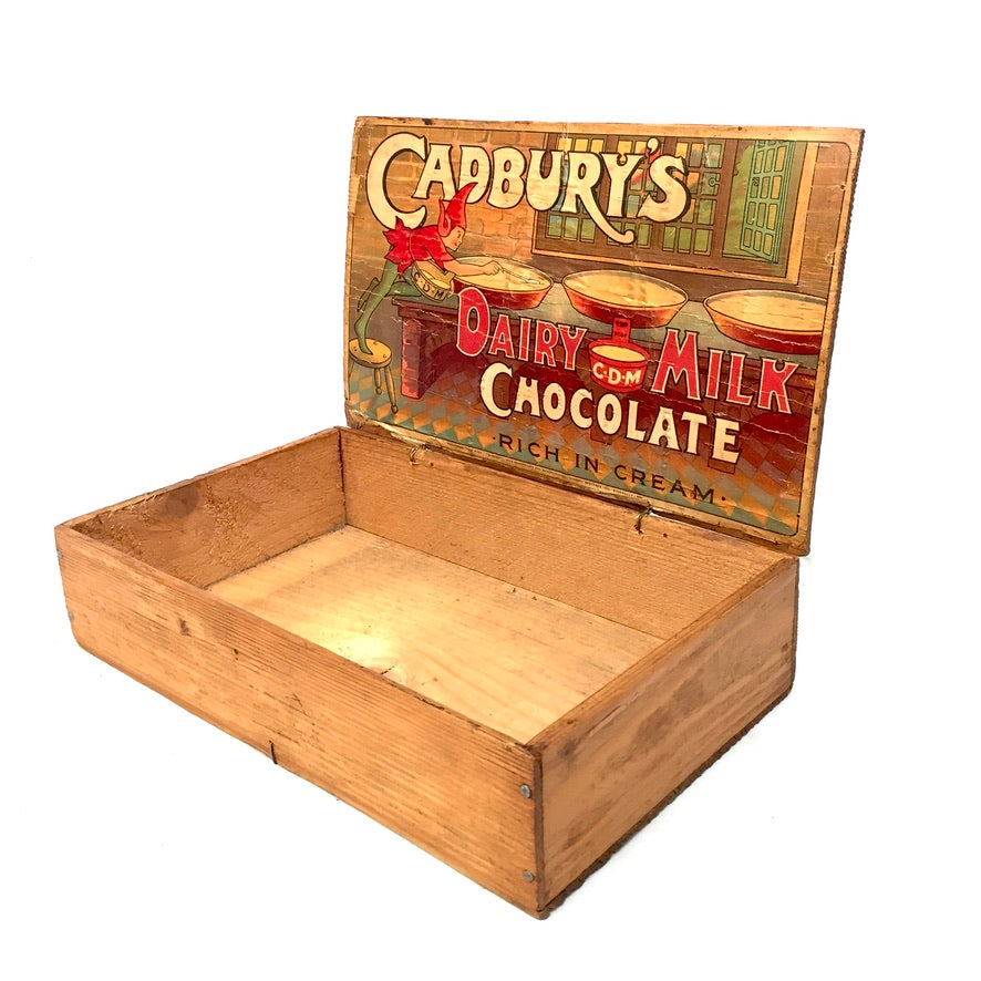 Antique Advertising - Cadbury's Dairy Milk Chocolate Wooden Shop Display Box