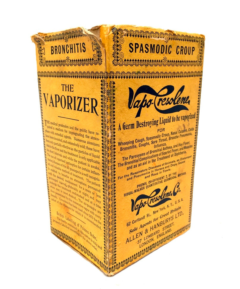 Antique Apothecary Vapo-Cresolene Vaporizer Set / Night Lamp Original Box c.1900
