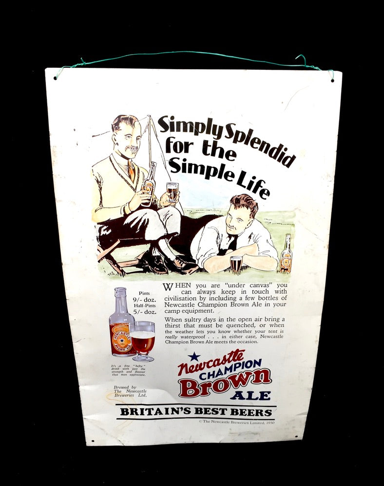 Vintage Advertising Newcastle Champion Brown Ale Simply Splendid Tin Plate Sign