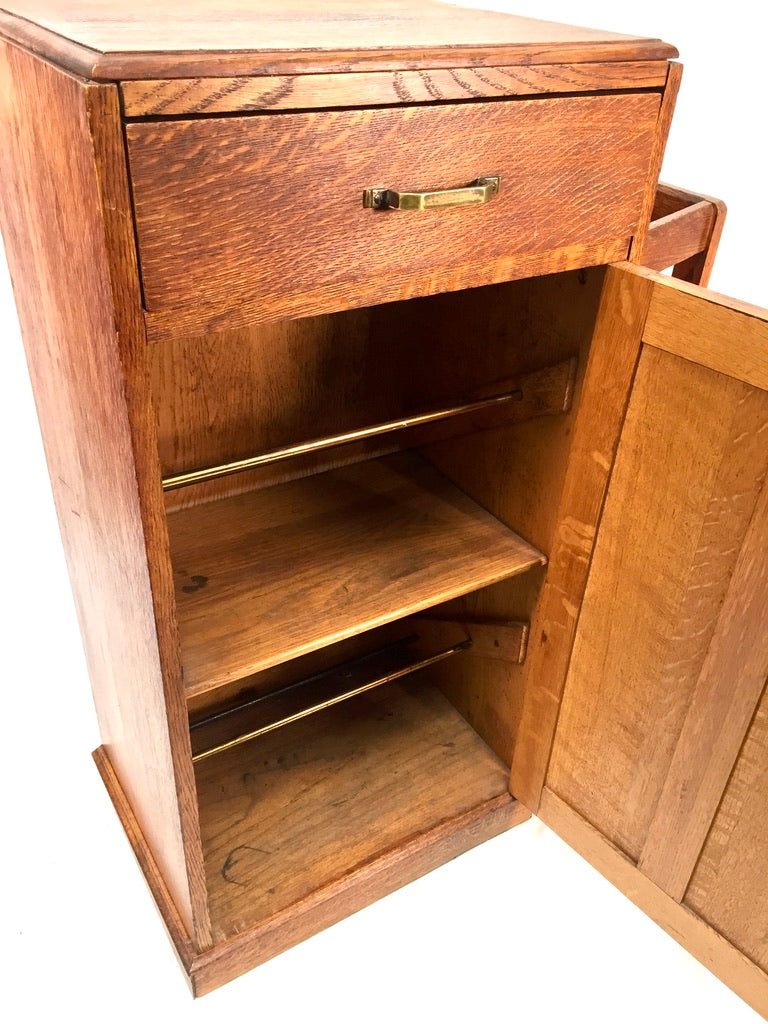 Antique 1920s Art Deco Entrance Hall Oak Wooden Umbrella Stand Storage Cabinet