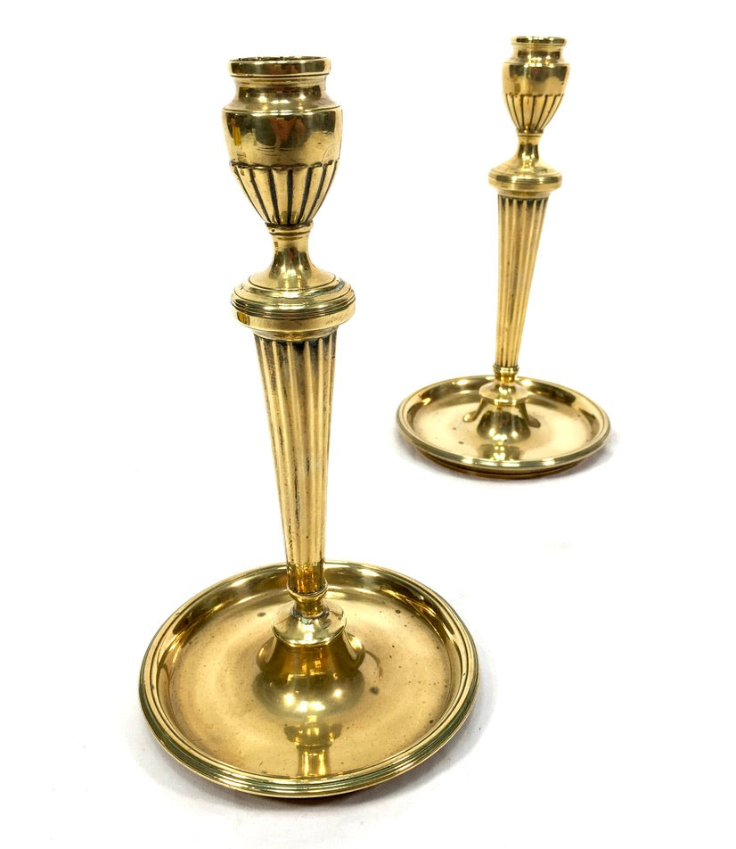 Antique Pair Of Brass Candle Stick Holders Art Nouveau 20th Century c.1910