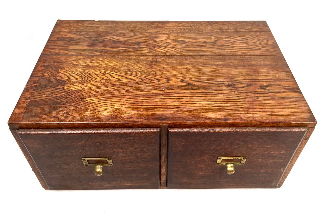 Antique 20th Century Tabletop Wooden Index Card Drawers / Storage Box c.1930