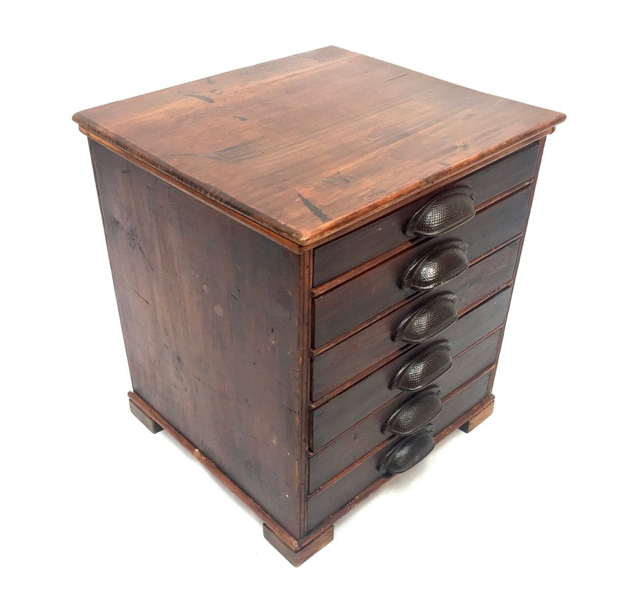 Antique Tabletop Wooden Chest of Collectors Drawers / Printers Storage Box c1900