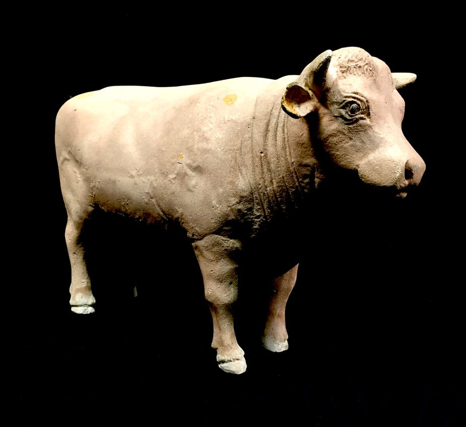 Antique Butchers Shop Counter Tabletop Bull / Cow Sculpture Figurine Statue