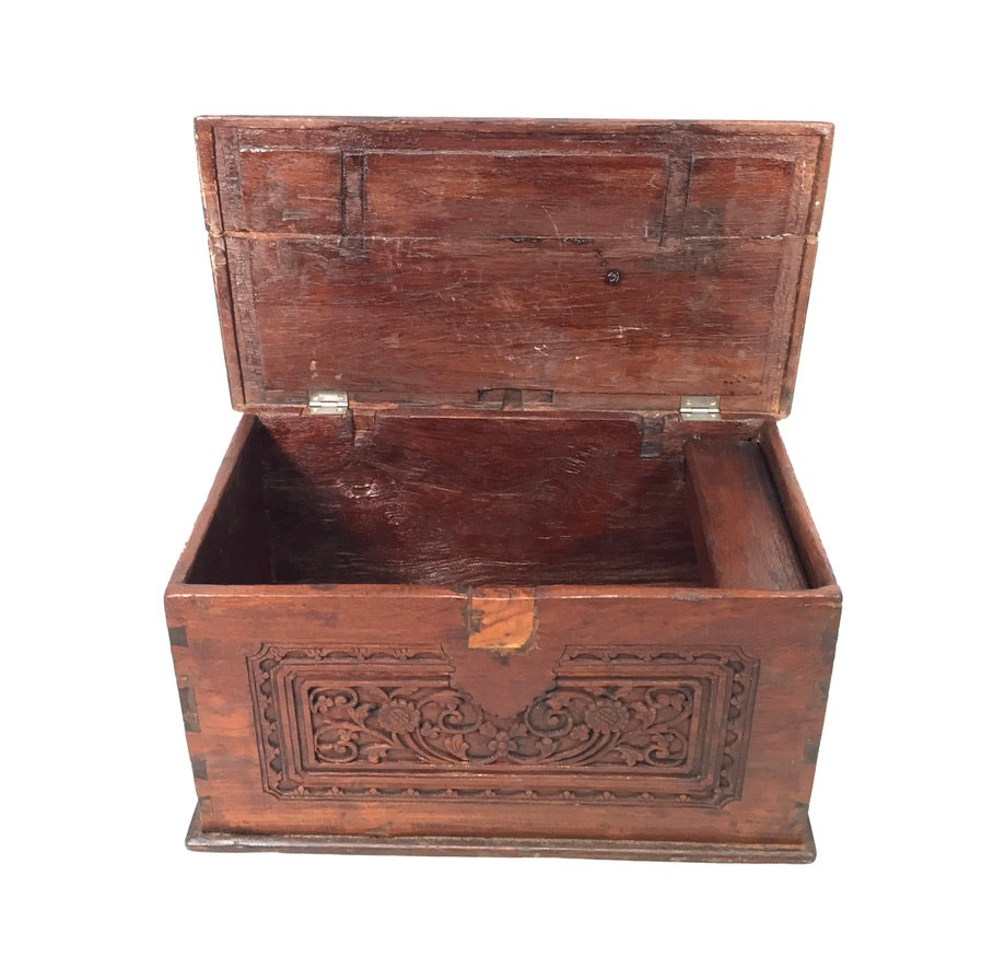 Antique Wooden Carved Blanket Box / Coffer Storage Chest Trunk / Indonesian