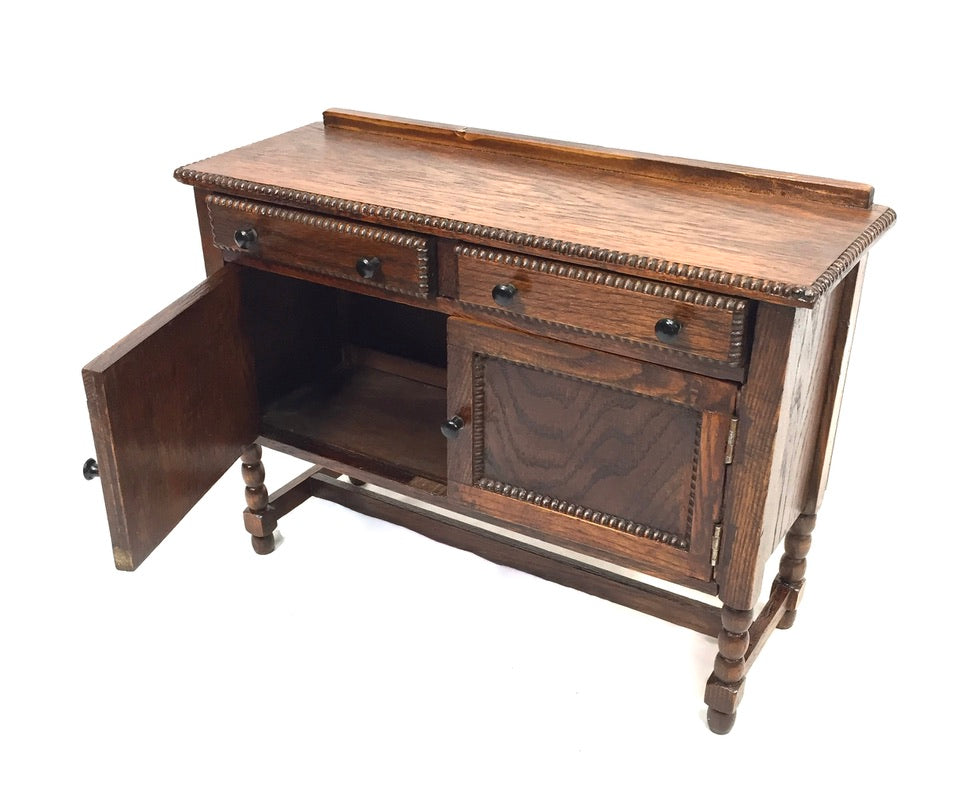 Antique Oak Wooden Miniature Apprentice Furniture Dresser Base / Cabinet / Box