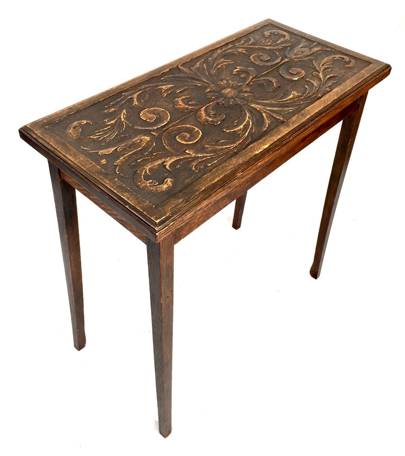 Antique Wooden Hand Carved Oak Lamp / Side Table / Occasional Table c.1930