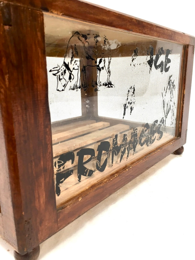 Vintage French Wooden & Glass Cheese Box Keeper / Cave à Fromage / Antique