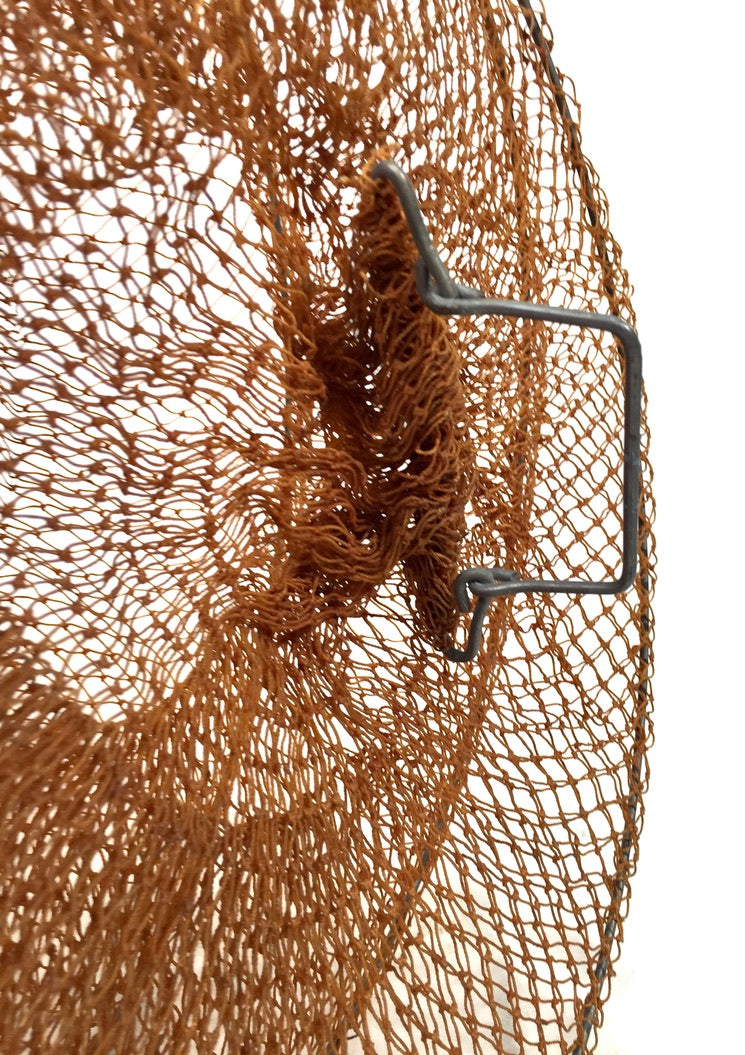 Antique Angling Multi-ringed Mesh Fish Trap / Keepnet On Wooden Pole Handle