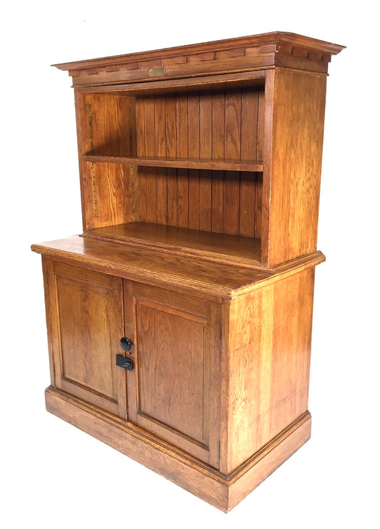 Antique Wooden Solid Oak Bookcase / Display Shelf / Cabinet Cupboard c.1930