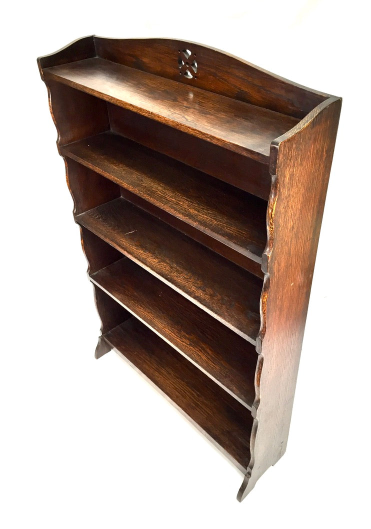 Antique Wooden Solid Oak Bookcase / Book Shelf Display Rack Freestanding c1930
