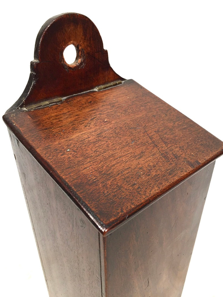 Antique Victorian Mahogany Wooden Candle Box c.1890 Tabletop Box / Wall Hanging