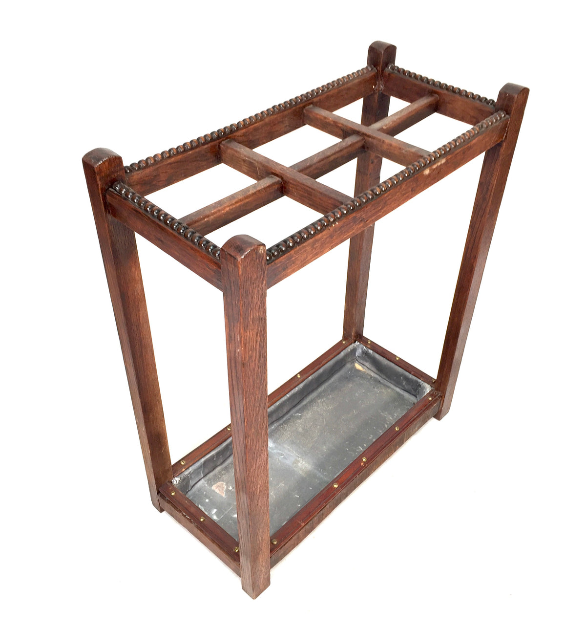 Antique Entrance Hall Oak Wooden Stick and Umbrella Stand Holder Rack c.1930