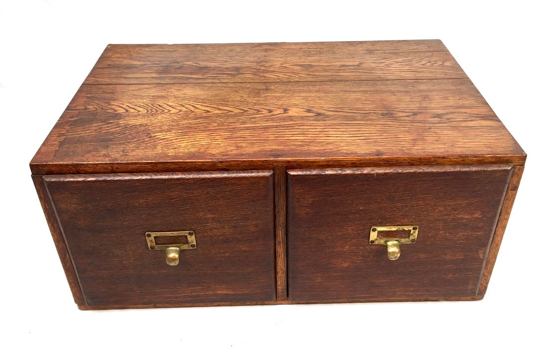 Antique 20th Century Tabletop Wooden Index Card Drawers / Storage Box c.1930
