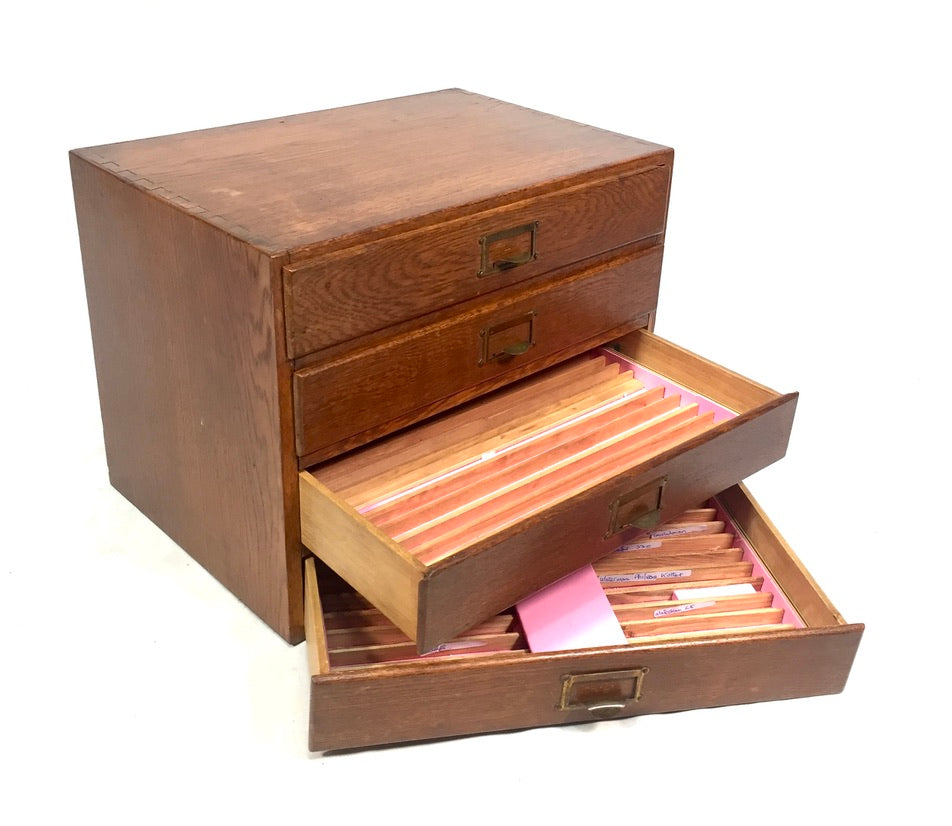 Antique Tabletop Wooden Chest of Drawers / Filing Storage Box Collectors Cabinet