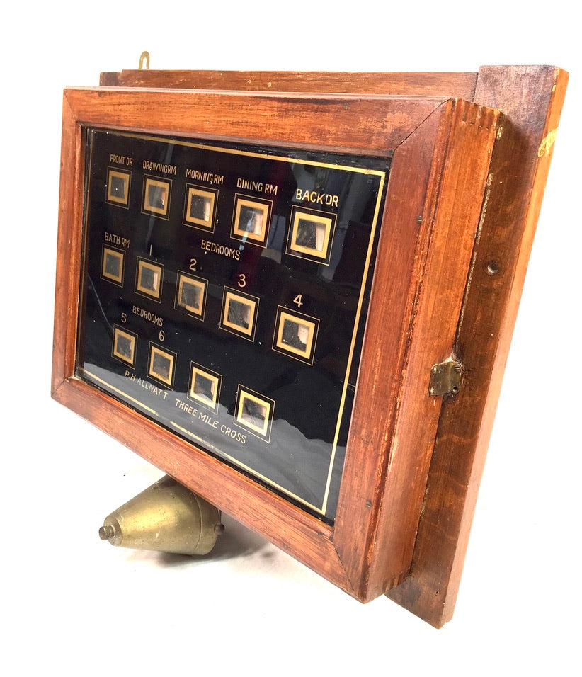 Antique Edwardian Wooden Servants Bell Board / Butlers Call Indicator c.1910