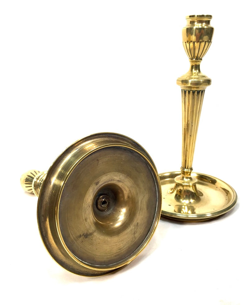 Antique Pair Of Brass Candle Stick Holders Art Nouveau 20th Century c.1910