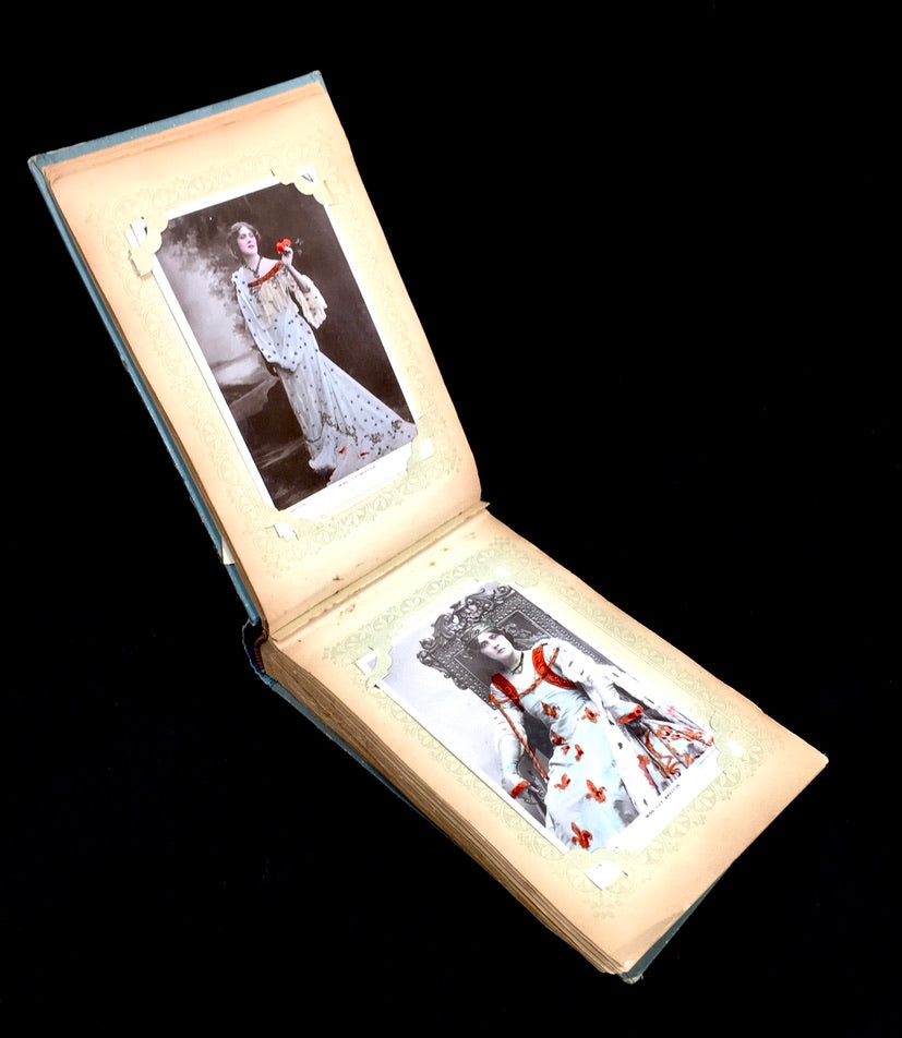 Antique Art Nouveau Early 20th Century Postcard Album / Photo Book / Scrapbook