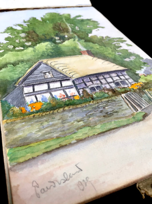 Antique 1920s Personal Artist Sketch Book Art Album Diary Drawings Watercolours