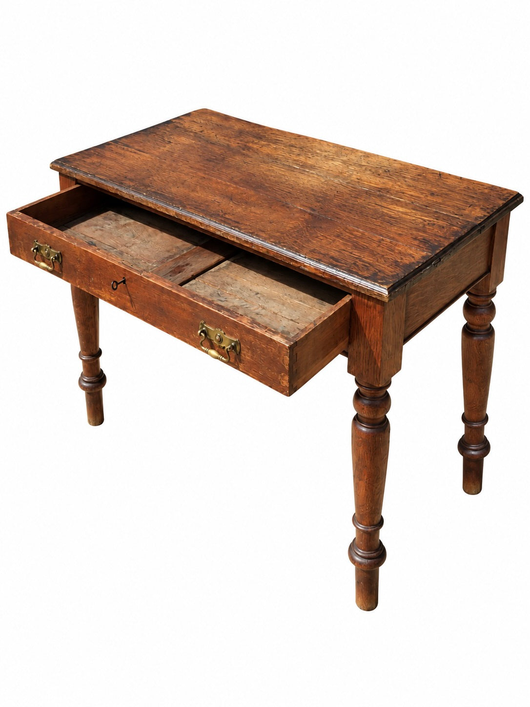 Antique Victorian Wooden Oak Writing Desk Table with Key & Working Lock c.1890