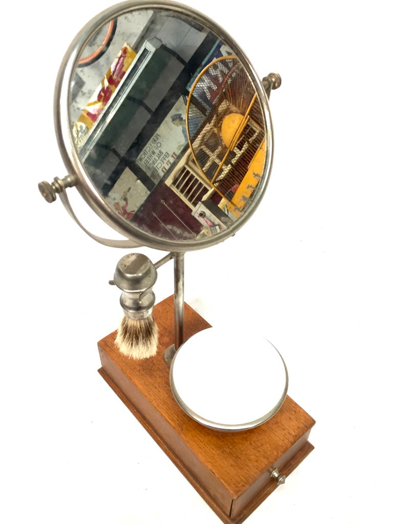 Antique Edwardian Gentleman's Shaving Stand Mirror / Brush &amp; Shaving Bowl c.1910