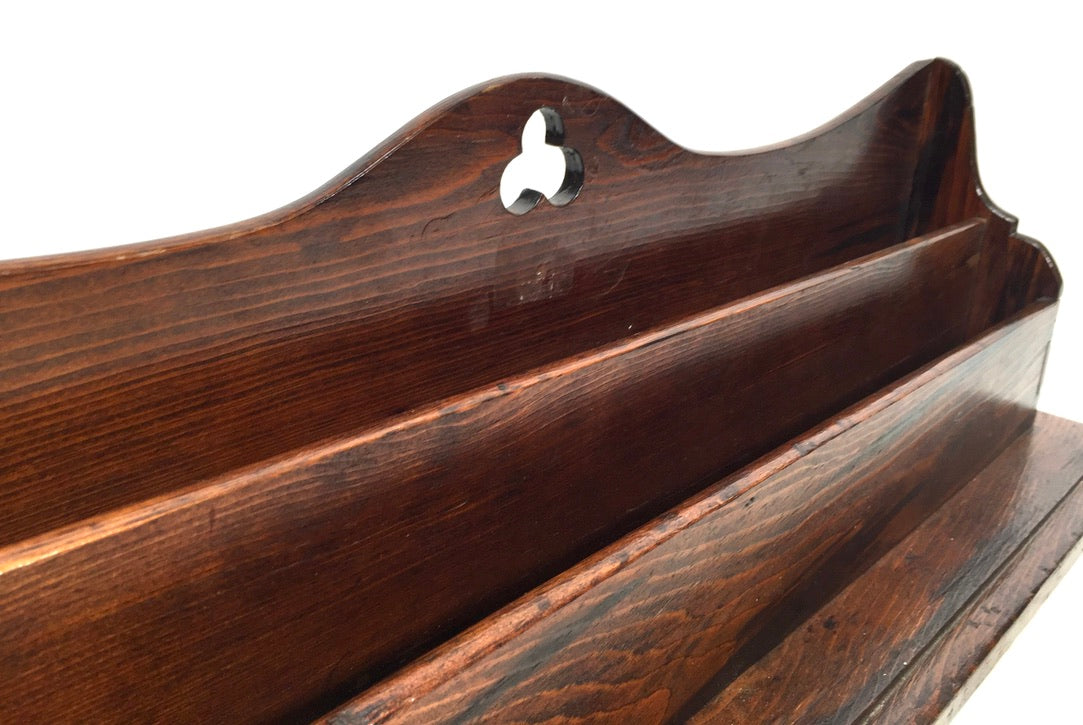 Antique Large 1930s Wooden Pine Desktop Letter Rack / Stationery Holder