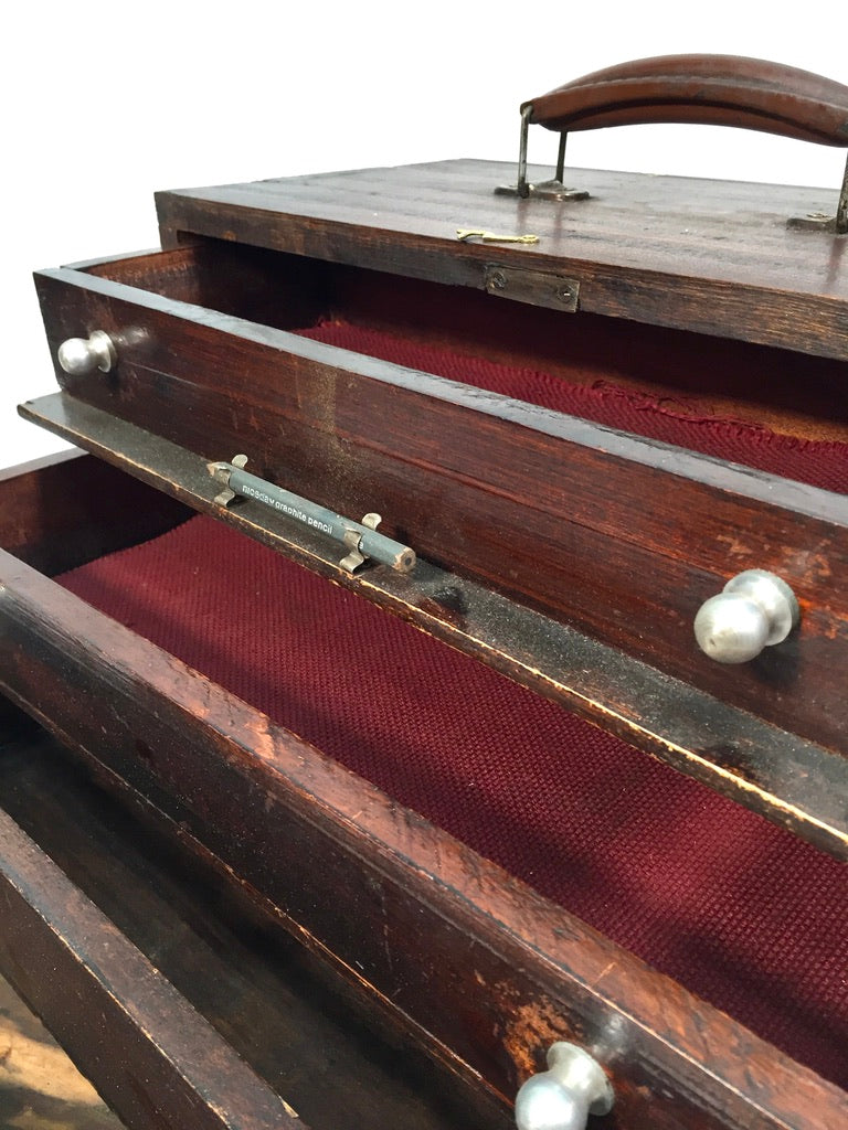 Antique Wooden Engineers Toolbox / Tool Box / Collectors Cabinet / Storage Box