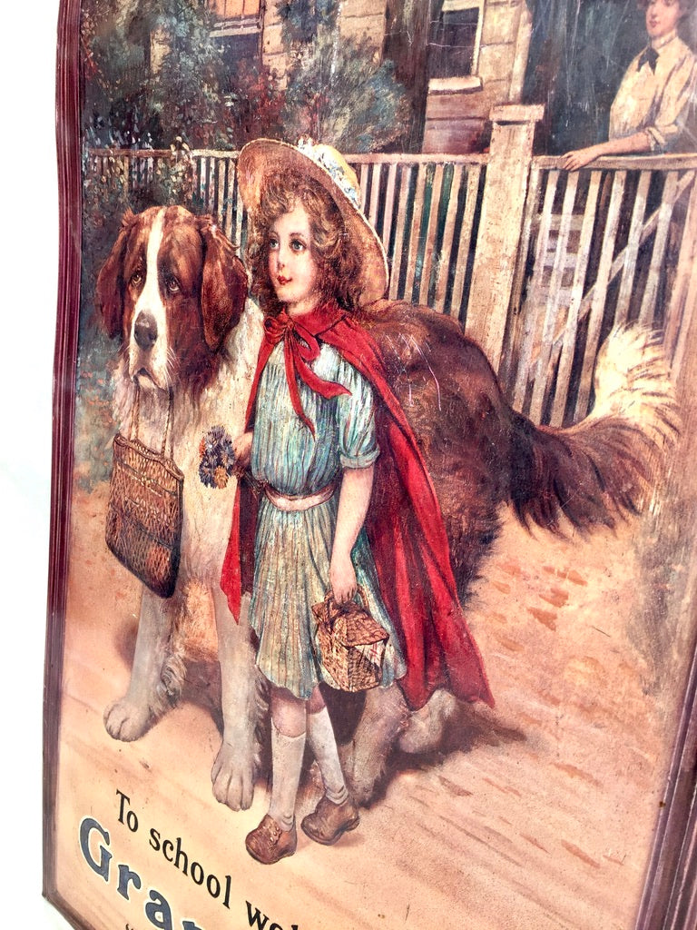 Antique Advertising - Large Tin Showcard Sign for Grape-Nuts Cereal 20th Century